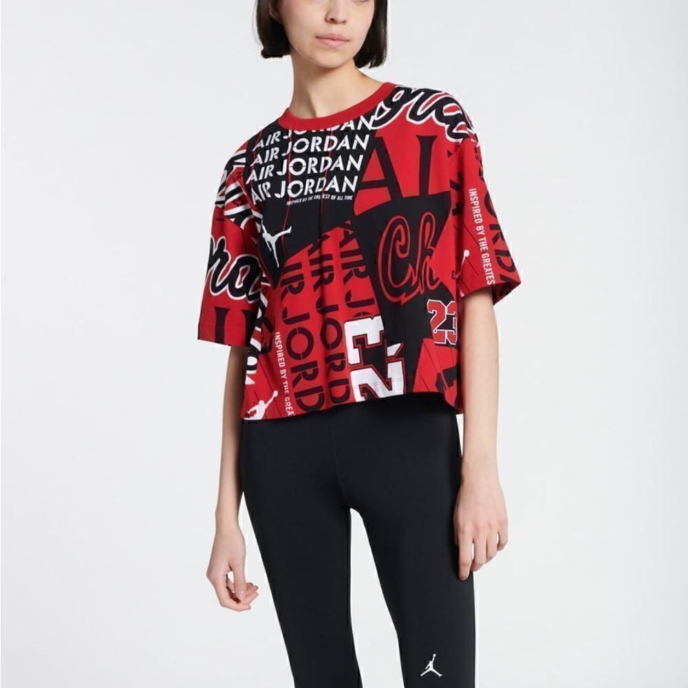 Air Jordan 1 2 3 4 5 6 11 12 13 Bred OG Heritage Women's Crop Top Tee Shirt Red